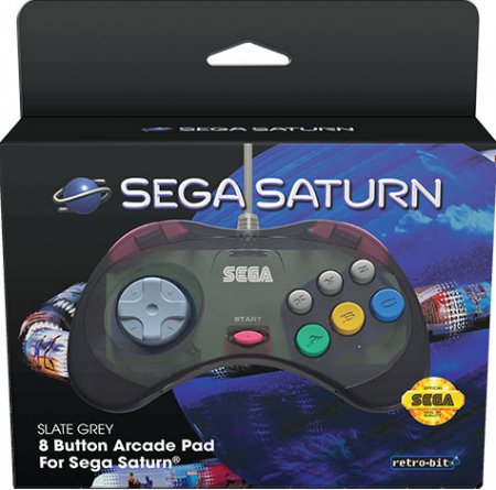 Retro-Bit Sega Saturn Control Pad Slate Grey