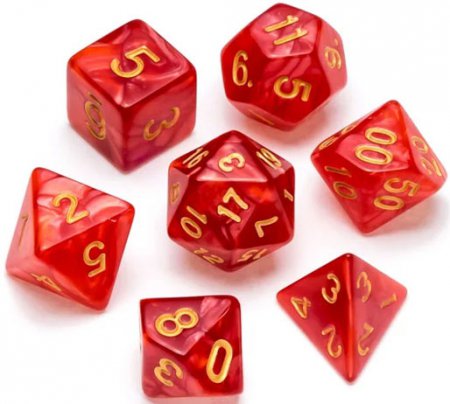 Greifenfels Pearl Series Dice (Red/Gold)