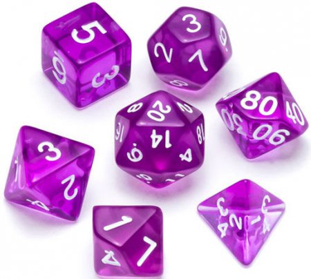 Greifenfels Transparent Series Dice (Purple/White)