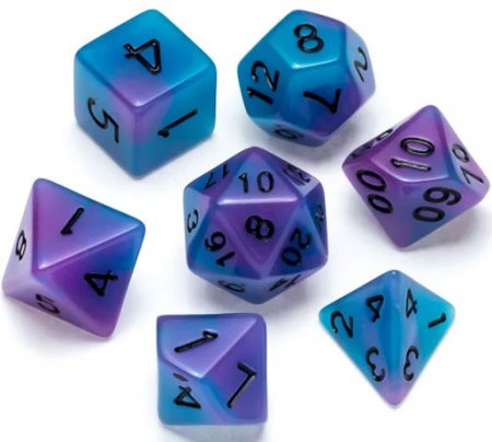 Greifenfels Flourescent Series Dice (Blue/Purple/Black)
