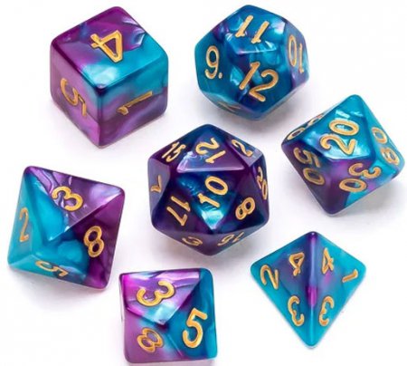 Greifenfels Marble Series Dice (Pale Blue/Purple/Gold)