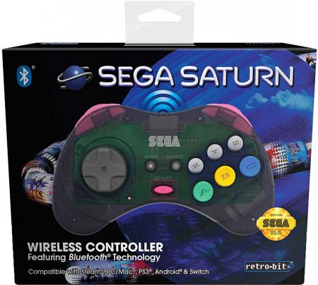 Retro-Bit Sega Saturn 8 Button Wireless Controller Slate Grey