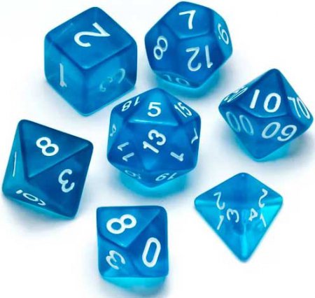 Greifenfels Transparent Series Dice (Blue/White)