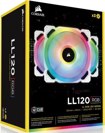 Corsair LL120 White RGB LED Series PMW Fläkt 3-Pack (120mm)