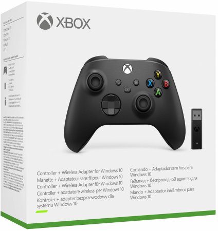 Xbox Handkontroll Carbon Black + Wireless Adapter for Windows 10