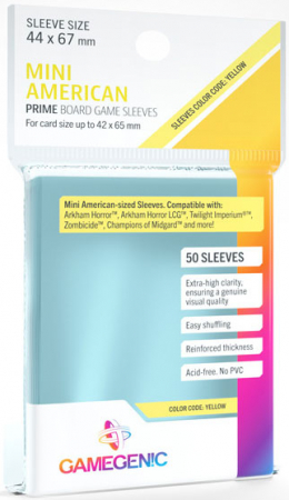 Gamegenic Prime Board Game Sleeves Yellow Mini American 50 Pack (44x67mm)