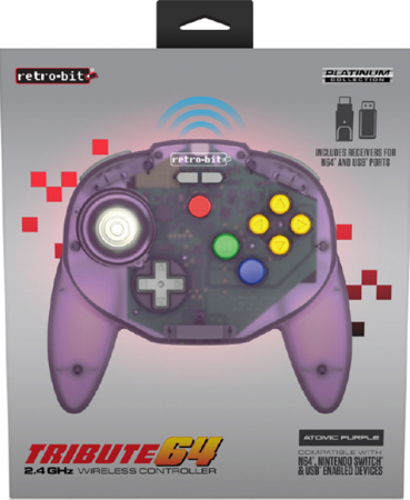 Retro-bit Tribute64 2.4 GHz Wireless Controller - Atomic Purple