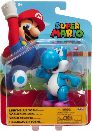 World of Nintendo Super Mario 10cm Light Blue Yoshi with Light Blue Egg Figure