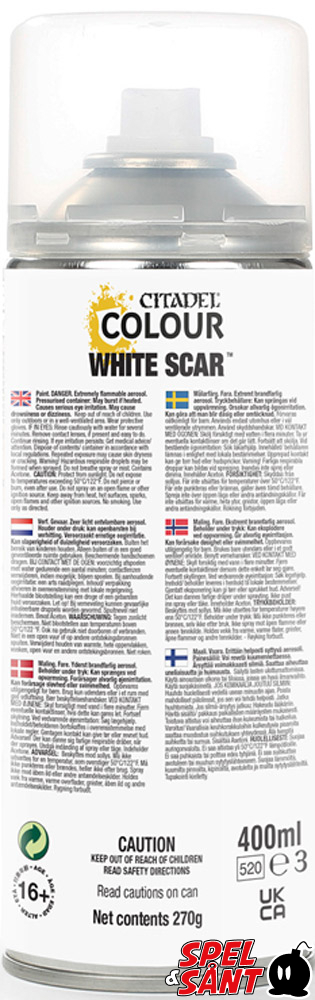 CITADEL COLOUR WHITE SCAR MODEL SPRAY PAINT NEW