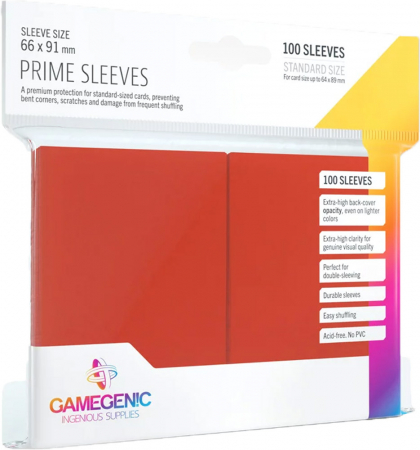 GameGenic Prime Sleeves Standard Size Red 100 Pack