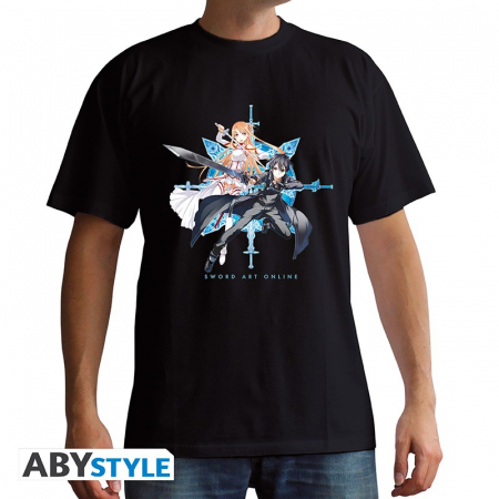 Sword Art Online Kitito & Asuna T-Shirt Svart (Large)