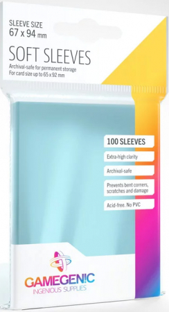 GameGenic Prime Sleeves Soft Sleeves Clear 100 Pack
