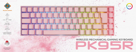Deltaco Gaming PK95R 65% Mechanical RGB Wireless Gaming Keyboard Rosa