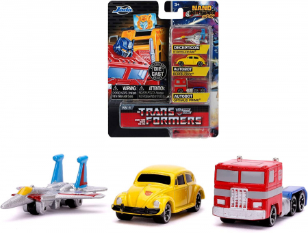 Jada Transformers Nano Die Cast Series - Starscream, Bumblebee & Optimus Prime