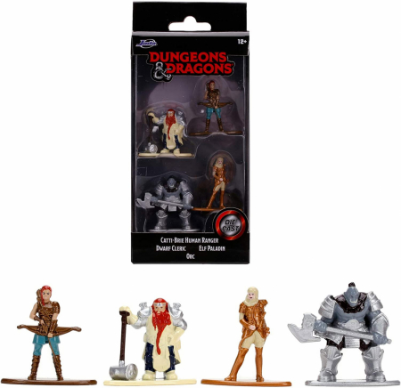 Jada D&D Nano Die Cast Series - Human Ranger, Dwarf Cleric, Elf Paladin & Orog