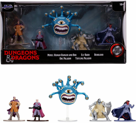 Jada D&D Nano Die Cast Series - Minsc Ranger, Bard, 2 Paladins & Beholder