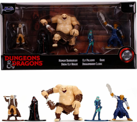 Jada D&D Nano Die Cast Series - Barbarian, Rogue, Paladin, Cleric & Ogre