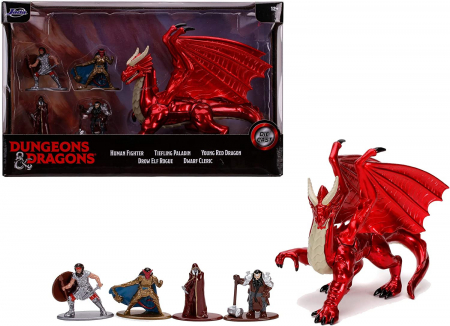 Jada D&D Nano Die Cast Series - Fighter, Paladin, Rogue, Cleric & Young Dragon