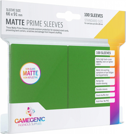 GameGenic Matte Prime Sleeves Standard Size Green 100 Pack