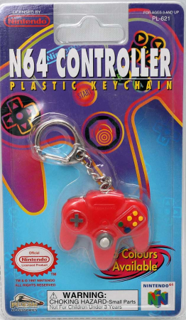 N64 Controller Plastic Keychain Red Officiell (Nytt)