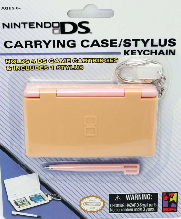 NDS Carrying Case/Stylus Keychain Orange Pink (Nytt)