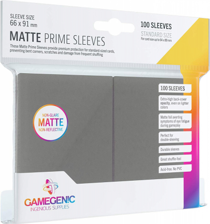 GameGenic Matte Prime Sleeves Standard Size Dark Grey 100 Pack