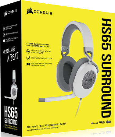 Corsair HS65 Surround Stereo Gaming Headset with 7.1 Surround Sound Vit