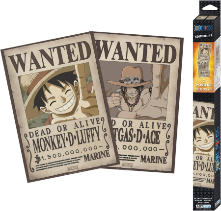 One Piece Luffy & Ace Wanted Posters 2-Pack (52*38cm)