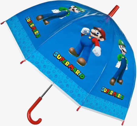 Barnparaply Super Mario Transparent Kupol 70cm