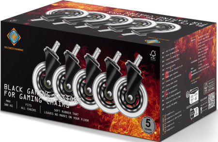 Deltaco Gaming 3 Inch Rubber Wheels Black (5-Pack)