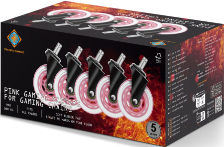Deltaco Gaming 3 Inch Rubber Wheels Pink (5-Pack)