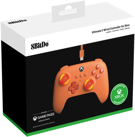 8Bitdo Ultimate C Wired Hall Edition Gamepad for Xbox Orange