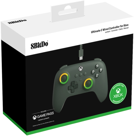 8Bitdo Ultimate C Wired Hall Edition Gamepad for Xbox Dark Green