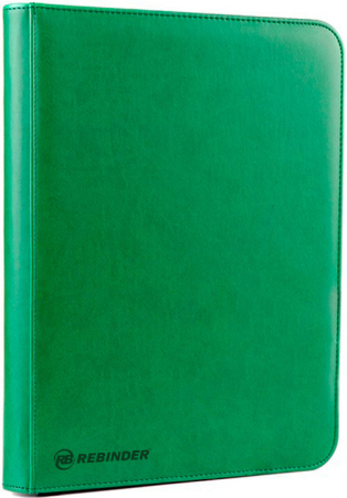 Rebinder 9-Pocket Premium Toploader Zip-Binder Green