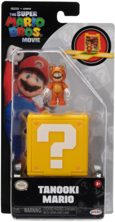 Jakks The Super Mario Bros Movie Mini Figure with Question Block Tanooki Mario