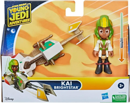 Star Wars Young Jedi Adventures Action Figure Kai Brightstar & Speedbike
