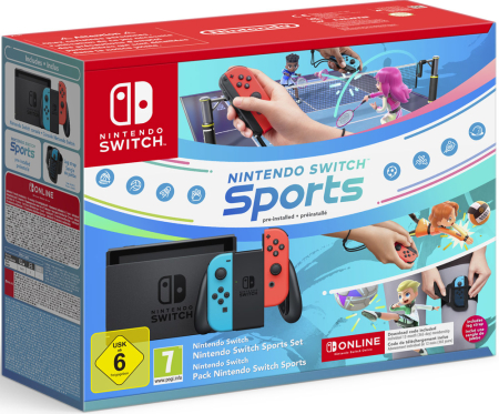 Nintendo Switch (inkl. Neon Kontrollers, Nintendo Switch Sports & 12 månader Nintendo Switch Online)