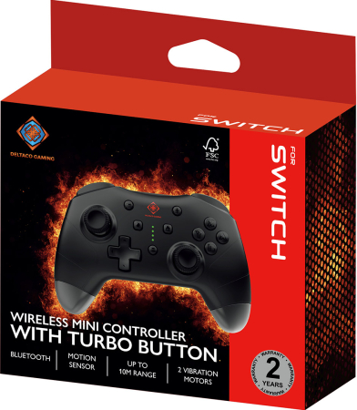 Deltaco Gaming Nintendo Switch Wireless Mini Controller with Turbo Button (Svart)