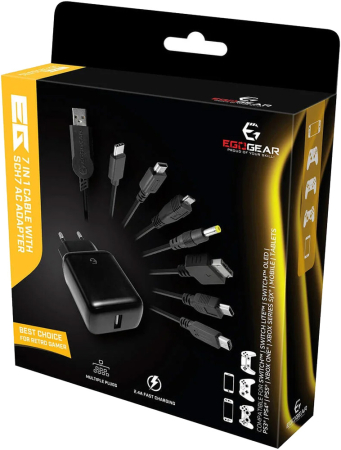 Egogear SCH7 7-i-1-kabel AC-adapter För Bärbara Retro Konsoler
