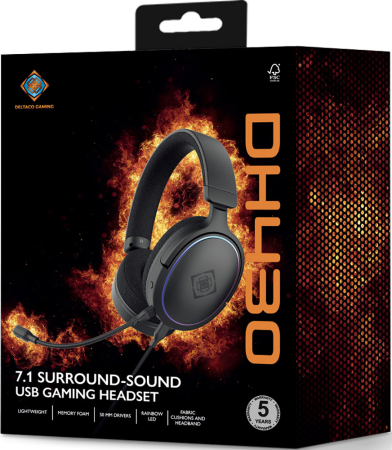 Deltaco DH430 7.1 Surround-Sound Usb Gaming Headset Svart