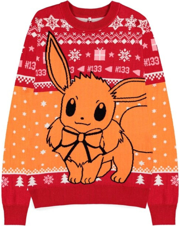 Pokemon Eevee Stickad X-Mas Jultröja Röd (Extra Small)