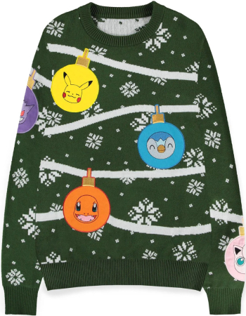 Nintendo Pokemon X-Mas Balls Stickad Jultröja Grön (Large)
