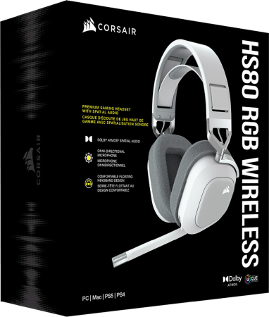 Corsair HS80 RGB Wireless Premium Gaming Headset (Vit)