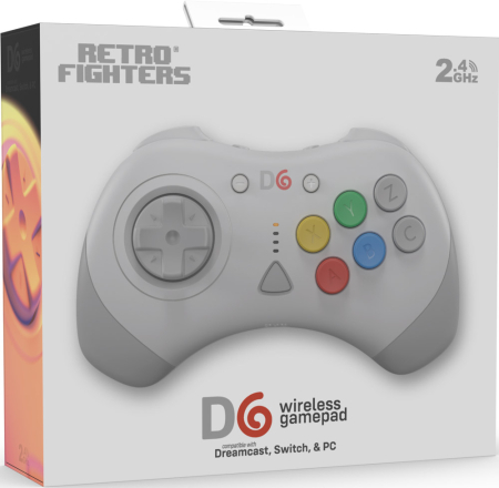 RetroFighters D6 Dreamcast Wireless 6-Button Controller White