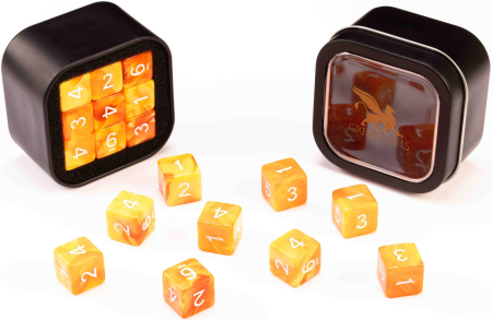 Greifenfels 16mm D6 Marble Series Dice 18st (Orange/Yellow)