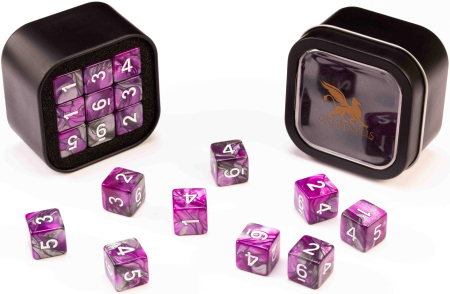 Greifenfels 16mm D6 Marble Series Dice 18st (Purple/Grey)