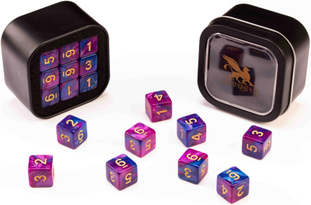 Greifenfels 16mm D6 Marble Series Dice 18st (Blue/Purple)