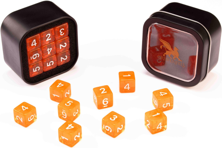 Greifenfels 16mm D6 Transparent Series Dice 18st (Orange)