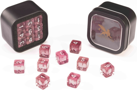 Greifenfels 16mm D6 Transparent Series Dice 18st (Pink)