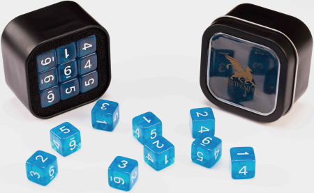 Greifenfels 16mm D6 Transparent Series Dice 18st (Blue)